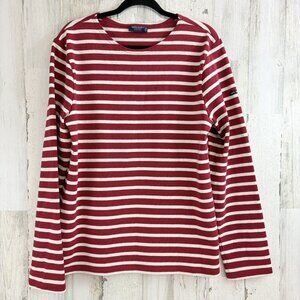 Saint James L’atelier Red White Striped Long Sleeve Shirt Sz L